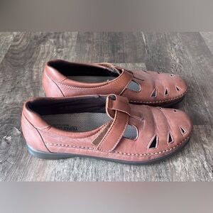 SAS Womens Roamer Shoes Chestnut Brown Leather Mary Jane Loafers